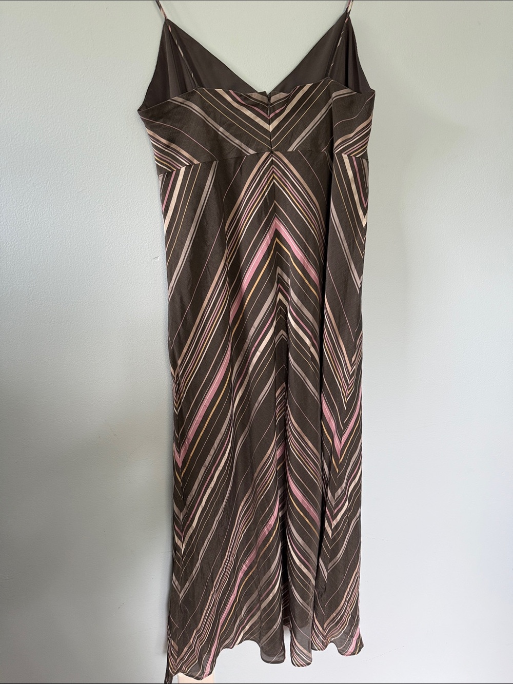 J. Crew Gray Midi Slip Dress with Pink and Cream Stripes - Picture 3 of 8